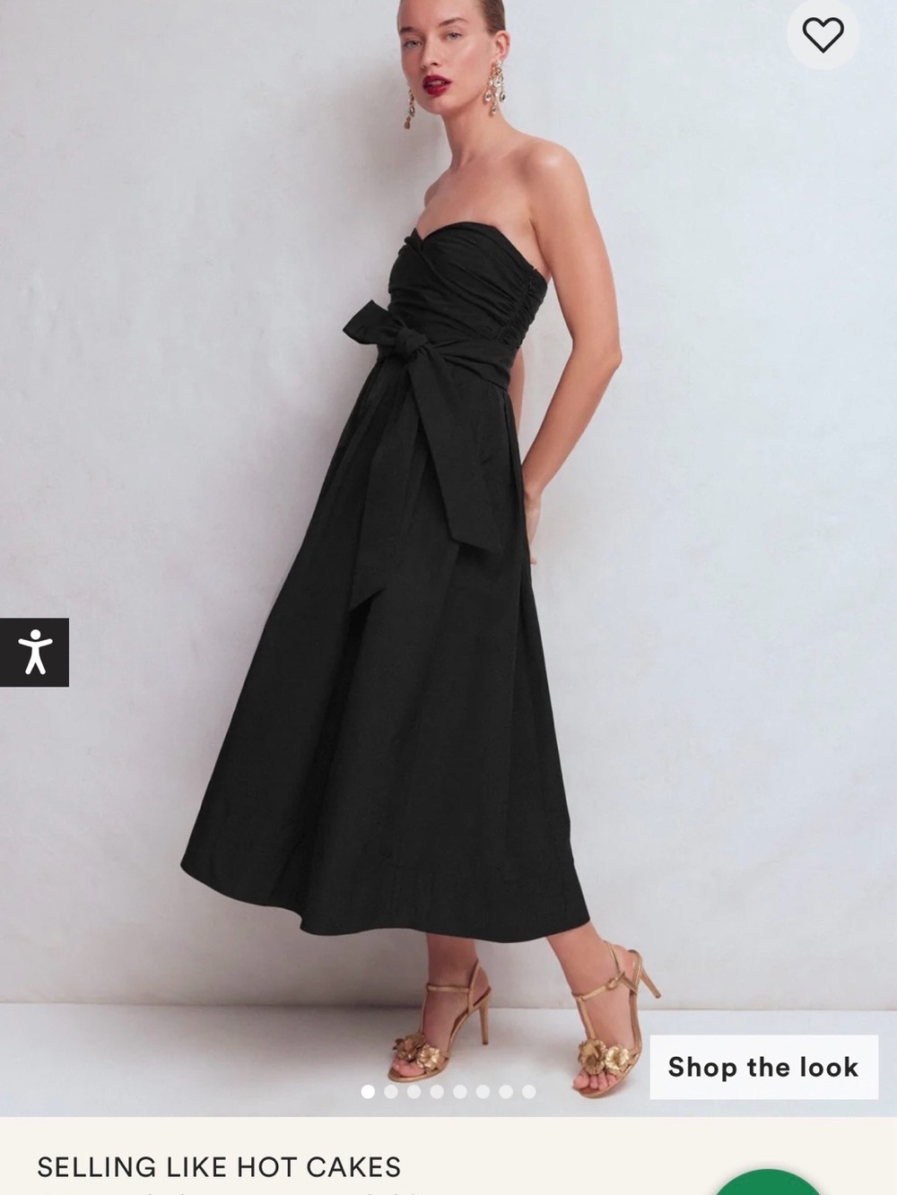 NWT Boden Strapless Black Midi Dress with Waist Bow